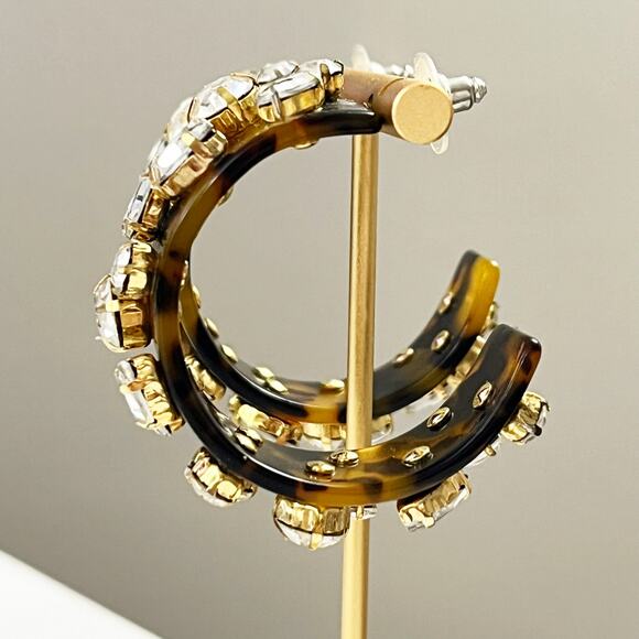 J. Crew Crystal & Tortoise Hoop Earrings - Picture 3 of 5